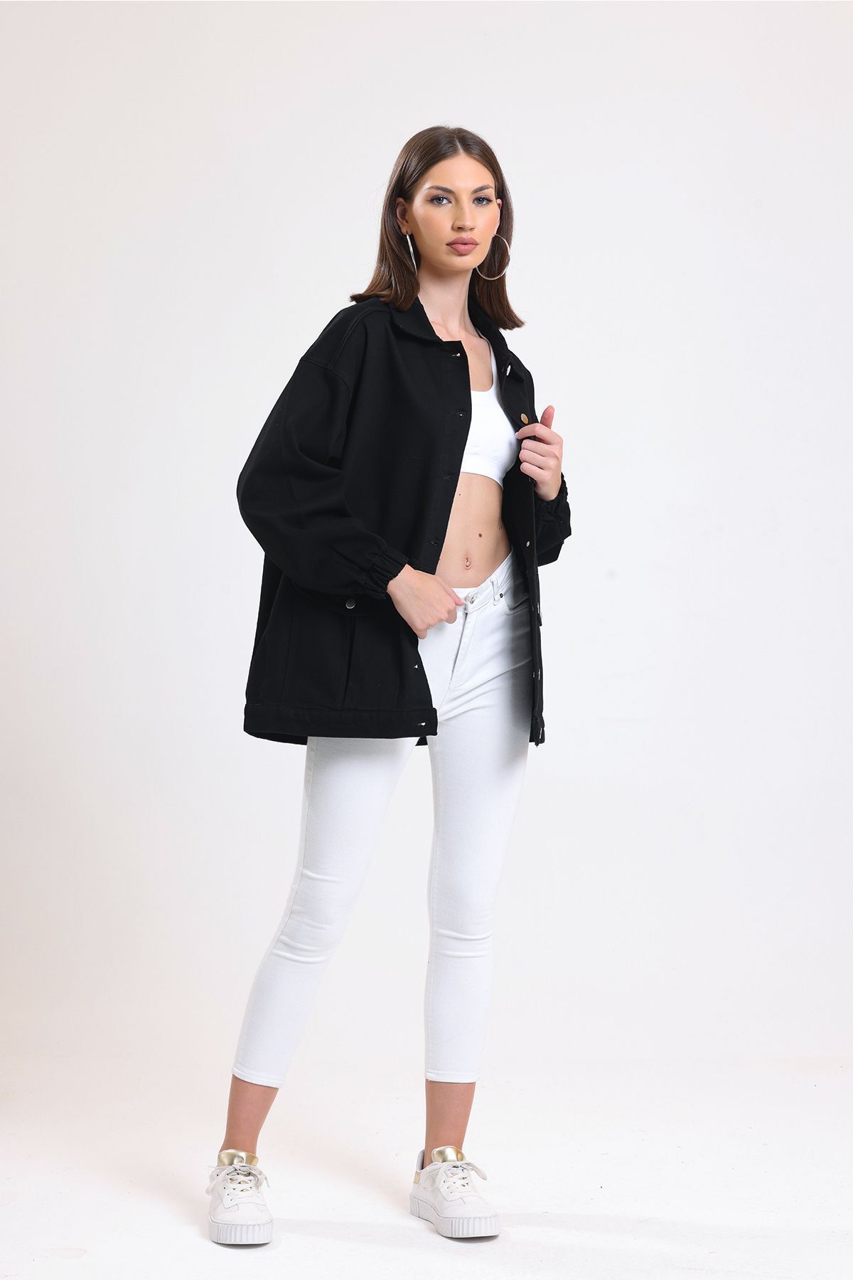Kadın Siyah Oversize Kot Ceket 00150 Kadın Siyah Oversize Kot Ceket 00150