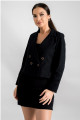 Kadın Siyah Kruvaze Yaka Gabardin Crop Ceket ARM-24Y001010 Kadın Siyah Kruvaze Yaka Gabardin Crop Ceket ARM-24Y001010