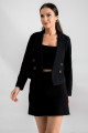 Kadın Siyah Kruvaze Yaka Gabardin Crop Ceket ARM-24Y001010 Kadın Siyah Kruvaze Yaka Gabardin Crop Ceket ARM-24Y001010