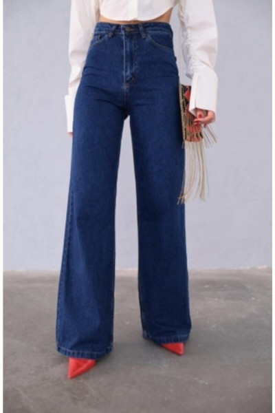 Kadın Yüksekbel Likralı Palazzo Jeans Kadın Yüksekbel Likralı Palazzo Jeans