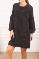 Kadın Siyah Kolu Balonlu Kadife Elbise ARM-20K001107 Kadın Siyah Kolu Balonlu Kadife Elbise ARM-20K001107