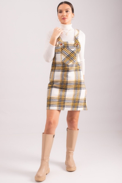 Kadın Sarı Ekose Desen Cepli Jile ARM-24K001036 Kadın Sarı Ekose Desen Cepli Jile ARM-24K001036