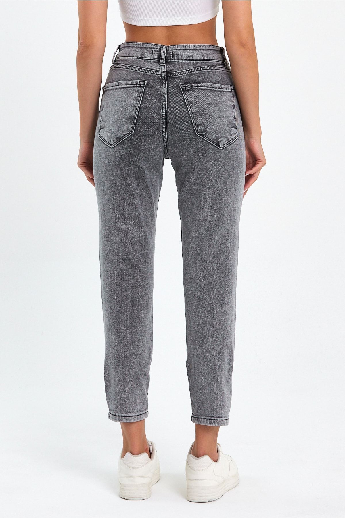 Ngbutika Kar Gri Mom Jeans Likralı Kot Pantolon Ngbutika Kar Gri Mom Jeans Likralı Kot Pantolon
