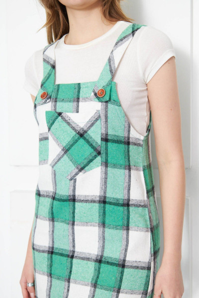 Kadın Yeşil Ekose Desen Cepli Jile ARM-24K001036 Kadın Yeşil Ekose Desen Cepli Jile ARM-24K001036