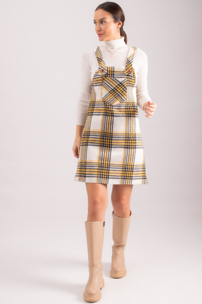 Kadın Sarı Ekose Desen Cepli Jile ARM-24K001036 Kadın Sarı Ekose Desen Cepli Jile ARM-24K001036