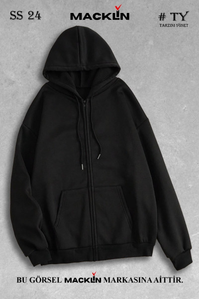 Unisex Kapüşonlu Basic Fermuarlı Sweatshirt Unisex Kapüşonlu Basic Fermuarlı Sweatshirt