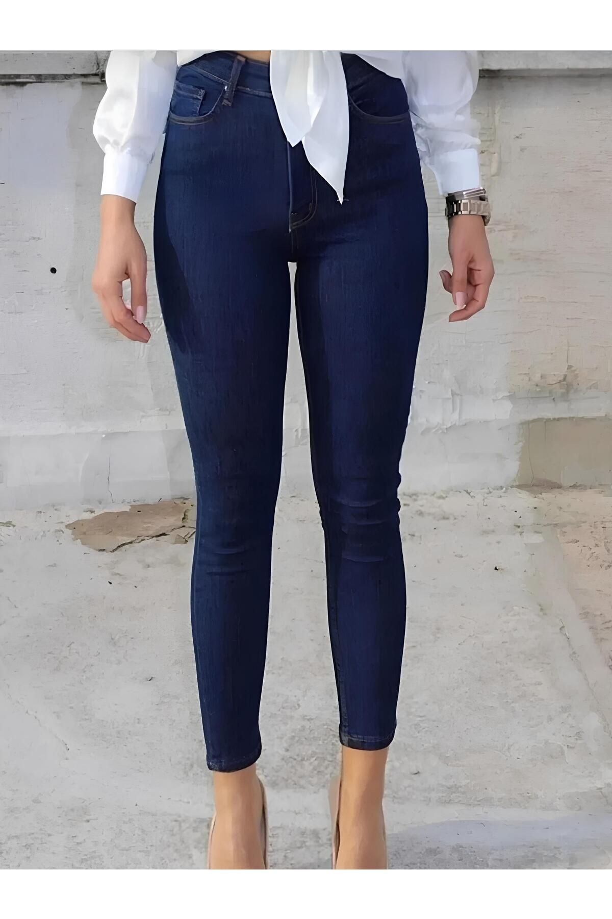Kadın Süper Skinny Fit Esnek Likralı Denim Jean Kot Pantolon