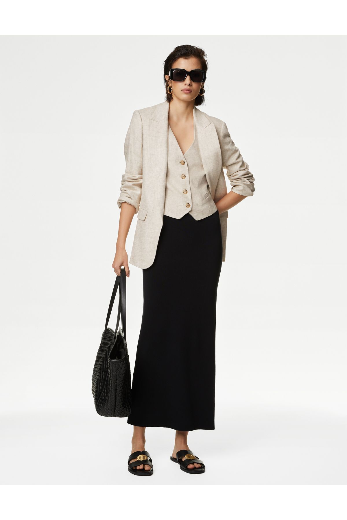 Relaxed Fit Keten Blazer Ceket Relaxed Fit Keten Blazer Ceket
