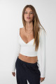 V yaka poliamid t-shirt
