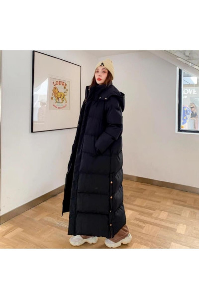 UZUN ŞİŞME MONT BİLEK KISMI AYARLANABİLİR ÇITÇIT DETAYLI - SİYAH RENK