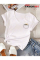 V Yaka Basic Çiçek Baskılı Pamuklu Tshirt (normal Kalıp) V Yaka Basic Çiçek Baskılı Pamuklu Tshirt (normal Kalıp)