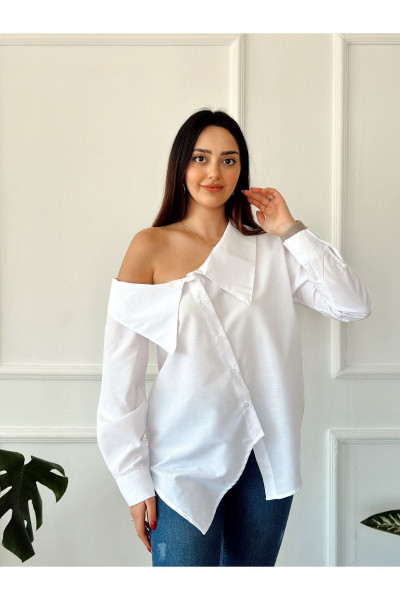 OMUZU DÜŞÜK CUT OUT PAMUKLU GÖMLEK OMUZU DÜŞÜK CUT OUT PAMUKLU GÖMLEK