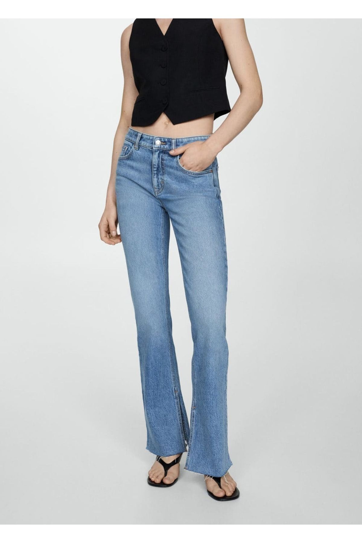 Orta Bel Yırtmaçlı Düz Kesim Jean Orta Bel Yırtmaçlı Düz Kesim Jean
