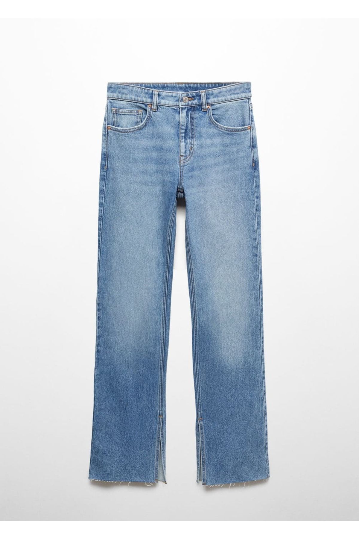 Orta Bel Yırtmaçlı Düz Kesim Jean Orta Bel Yırtmaçlı Düz Kesim Jean