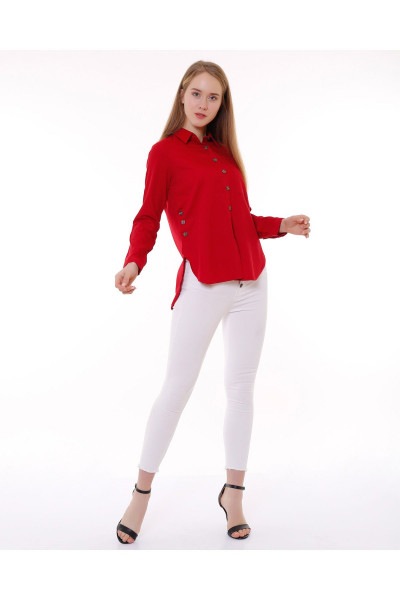 Yanlardan Düğmeli Viskonlu Gömlek Yanlardan Düğmeli Viskonlu Gömlek