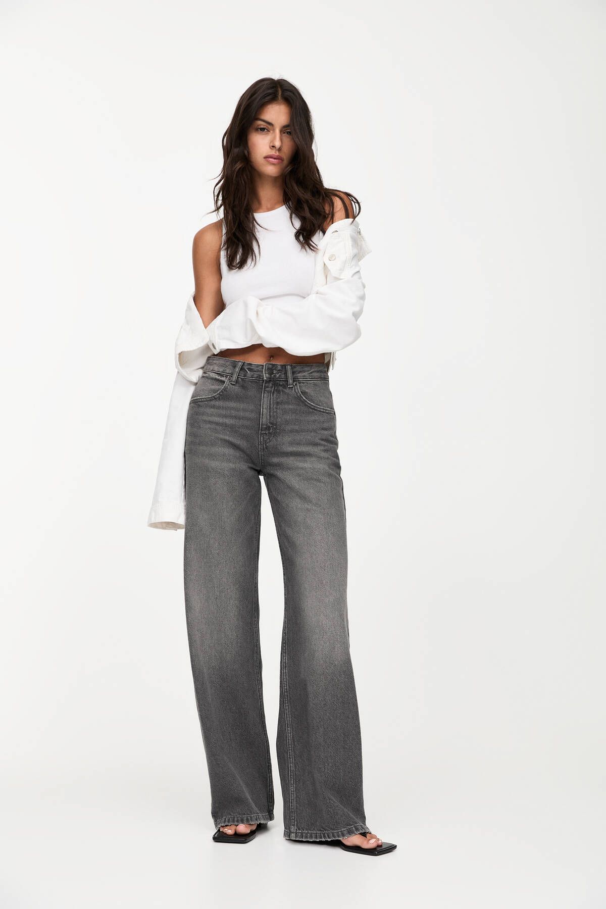 Yüksek bel geniş paça jean Yüksek bel geniş paça jean