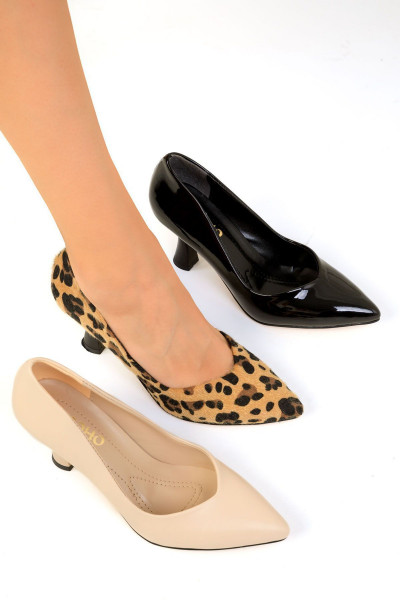 Leopar Kadın Klasik Topuklu Ayakkabı 16549