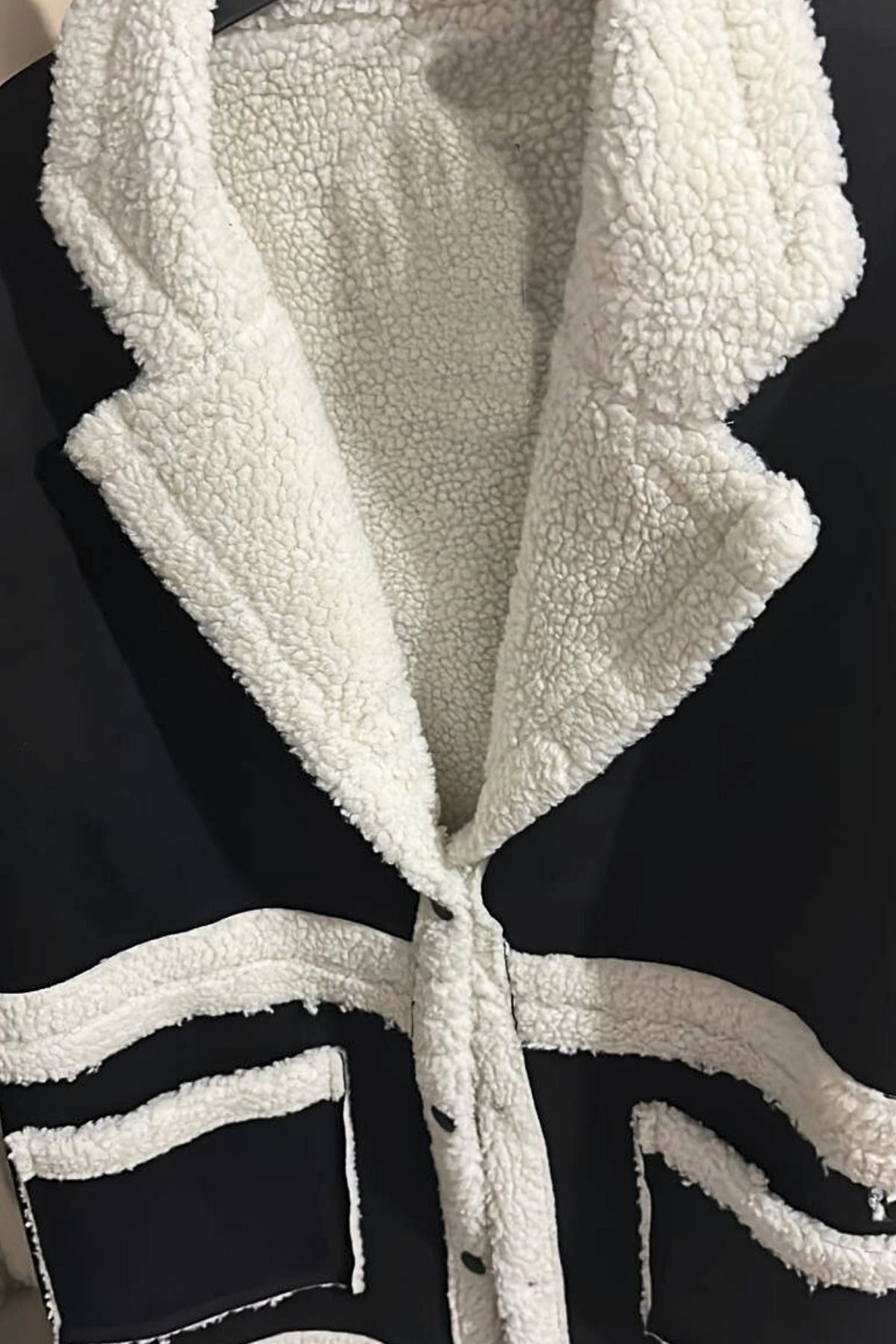 Kadın Siyah Premium Tasarım içi Peluş süet Mont