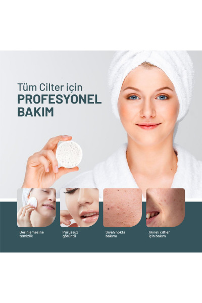 [50 Adet] Sıkıştırılmış Yüz Temizleme Süngeri, 100% Naturel Selüloz Kozmetik Spa Sünger