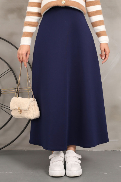 Lacivert Scuba Kloş Etek Lacivert Scuba Kloş Etek