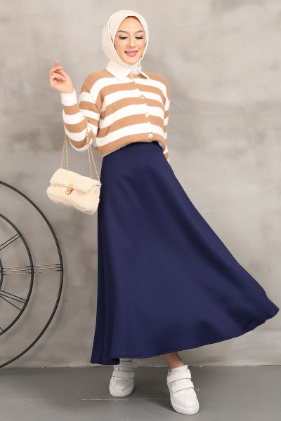 Lacivert Scuba Kloş Etek Lacivert Scuba Kloş Etek