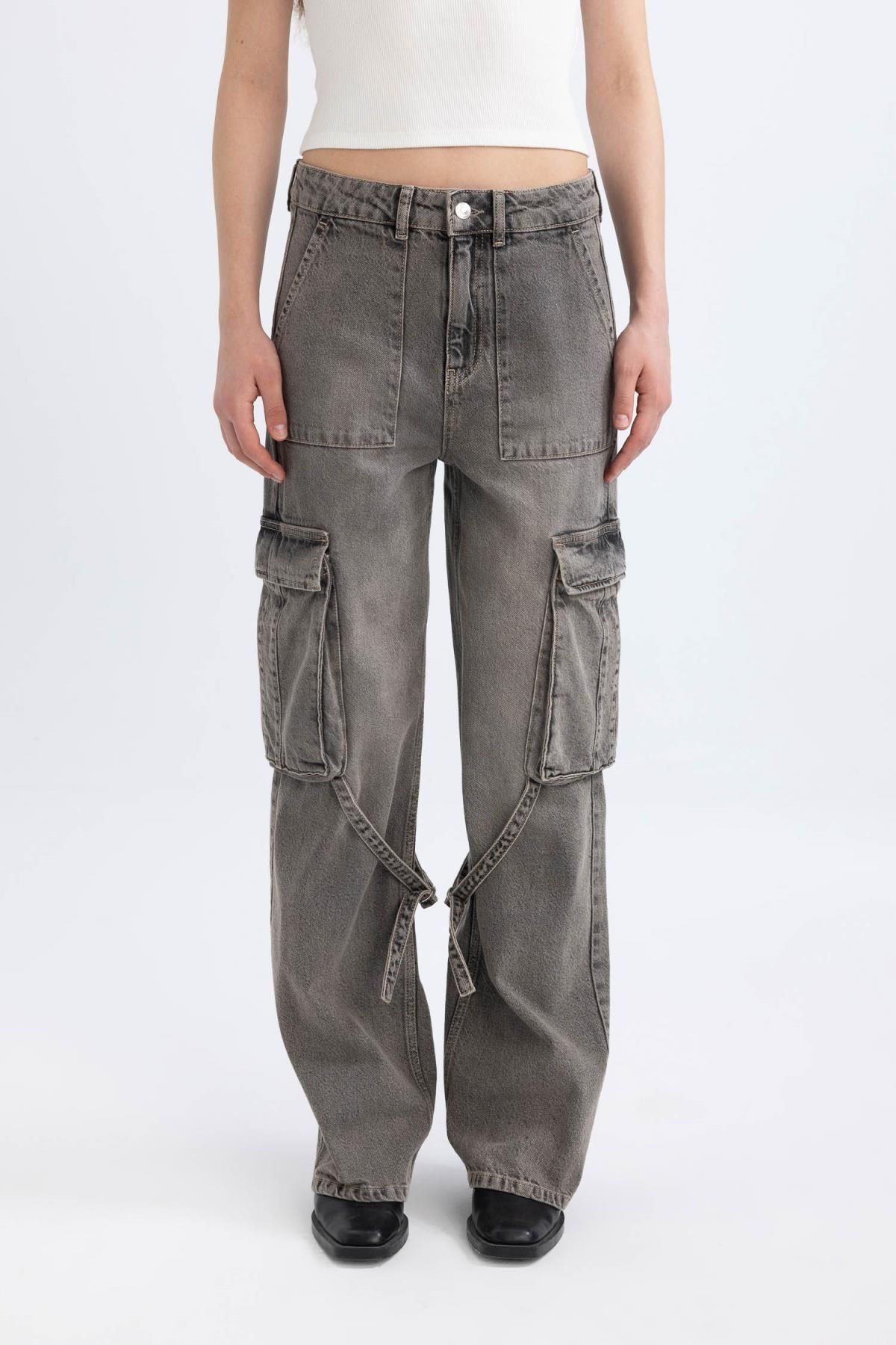 Wide Leg Kargo Yüksek Bel Uzun Jean Pantolon C1145ax24sp Wide Leg Kargo Yüksek Bel Uzun Jean Pantolon C1145ax24sp