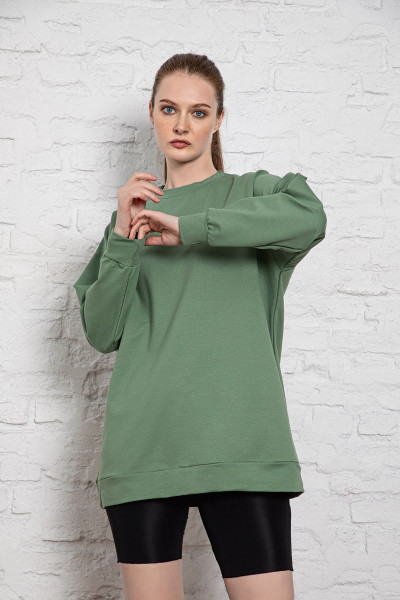 Unisex Uzun Kollu Iki Iplik Haki Oversize Sweatshirt Irf061 Unisex Uzun Kollu Iki Iplik Haki Oversize Sweatshirt Irf061