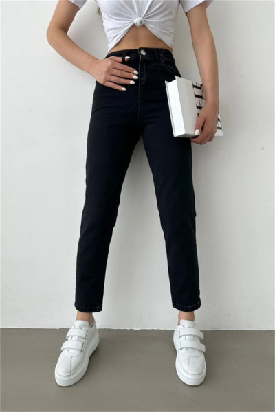 Phoebe Siyah Yüksek Bel Mom Jeans Boyfriend Phoebe Siyah Yüksek Bel Mom Jeans Boyfriend