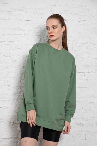 Unisex Uzun Kollu Iki Iplik Haki Oversize Sweatshirt Irf061 Unisex Uzun Kollu Iki Iplik Haki Oversize Sweatshirt Irf061