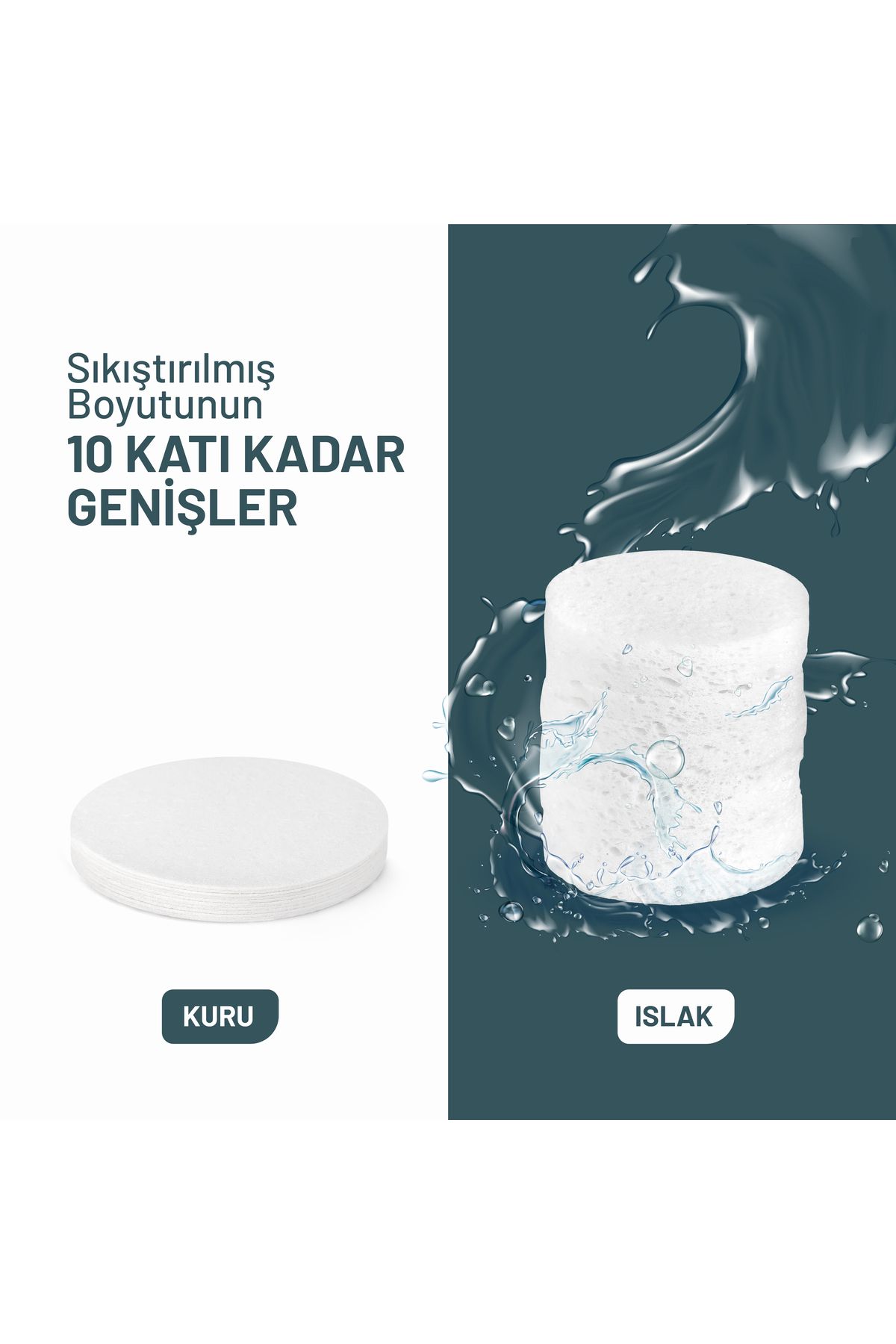 [50 Adet] Sıkıştırılmış Yüz Temizleme Süngeri, 100% Naturel Selüloz Kozmetik Spa Sünger