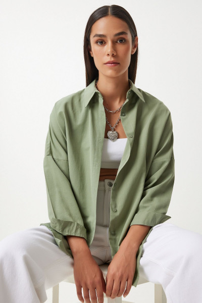 Oversize Basic Gömlek Haki Ldd0003