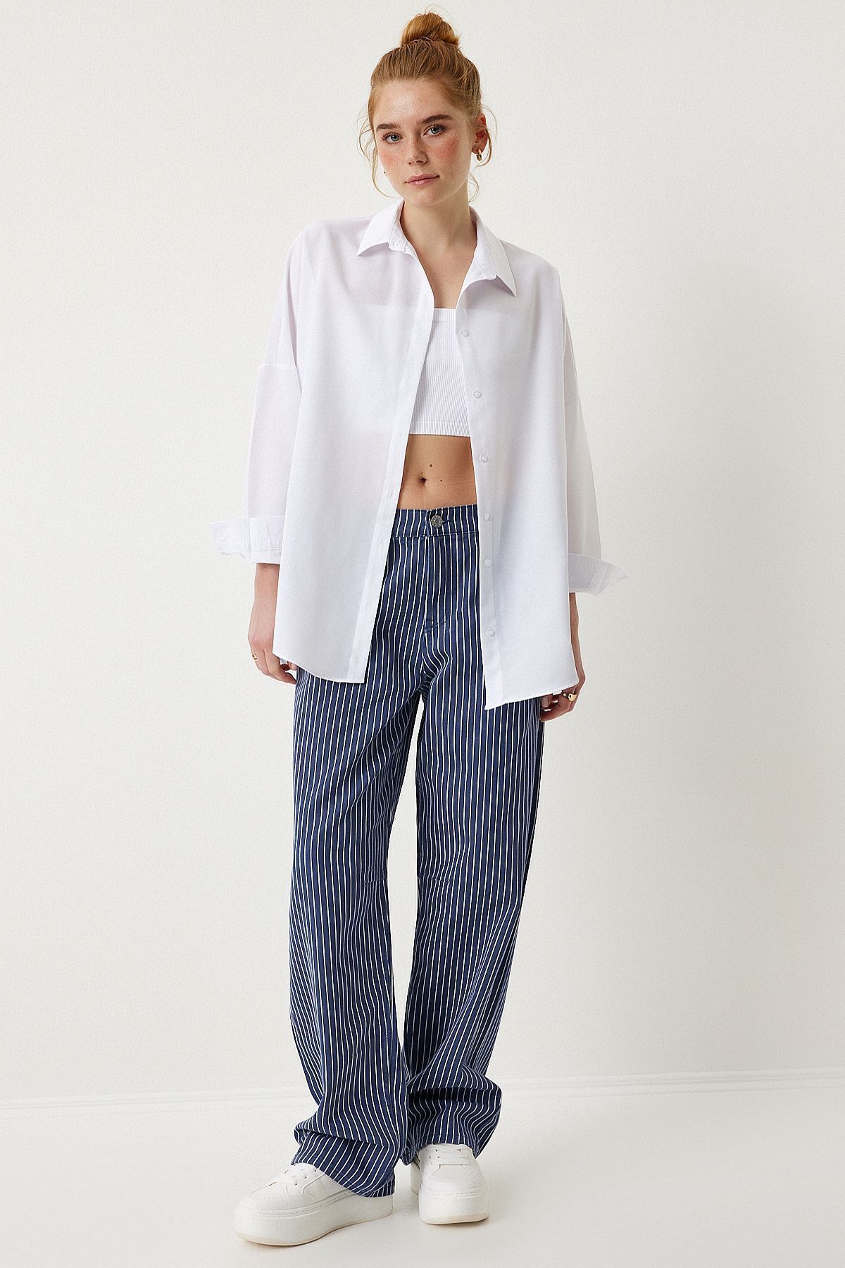 Oversize Basic Gömlek Beyaz Ldd0003 Oversize Basic Gömlek Beyaz Ldd0003