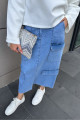 Kargo Cepli Denim Etek - Mavi Kargo Cepli Denim Etek - Mavi