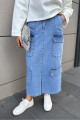 Kargo Cepli Denim Etek - Mavi Kargo Cepli Denim Etek - Mavi