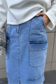 Kargo Cepli Denim Etek - Mavi Kargo Cepli Denim Etek - Mavi
