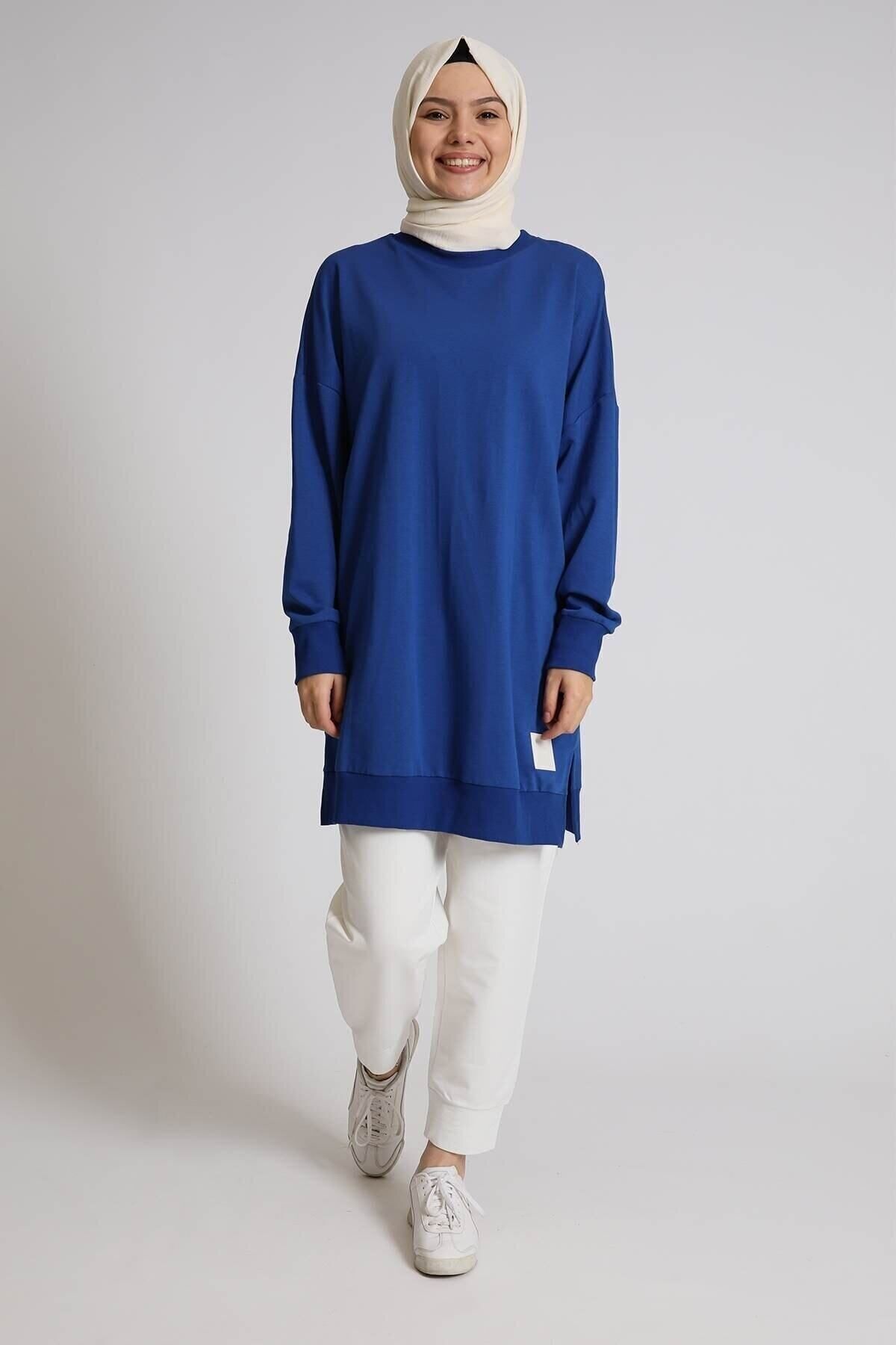 Puane Loreen 30644 2 Iplik Sax Mavi Tunik Aly's Butik