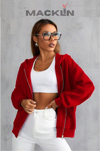 Unisex Kapüşonlu Basic Fermuarlı Sweatshirt Polar Ceket Unisex Kapüşonlu Basic Fermuarlı Sweatshirt Polar Ceket