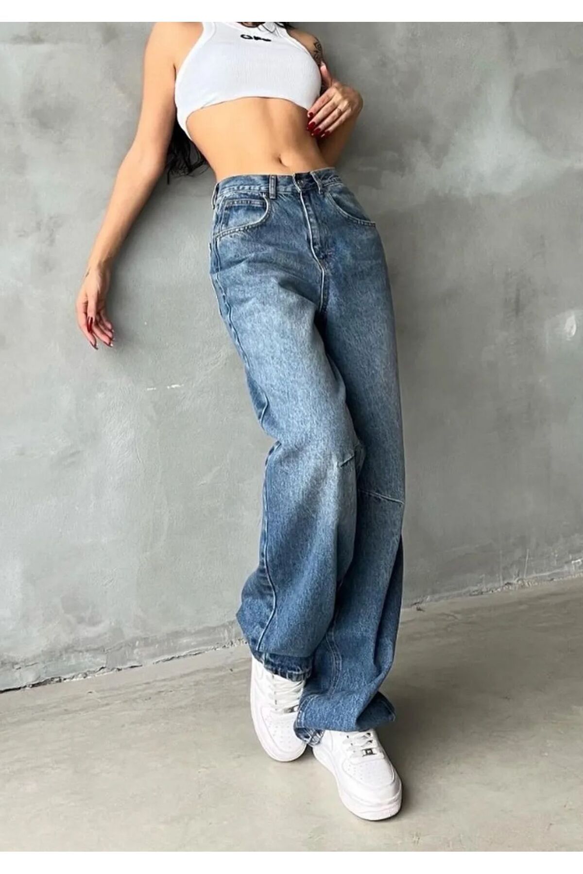 Tibet Spreyli Ayarlanabilir Baggy Jean Beli Tokalı Kadın Pantolon Yüksek Bel 2024 Güncel Model Tibet Spreyli Ayarlanabilir Baggy Jean Beli Tokalı Kadın Pantolon Yüksek Bel 2024 Güncel Model