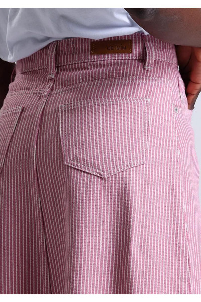 PREMİUM JULİE PEMBE ÇİZGİLİ ETEK