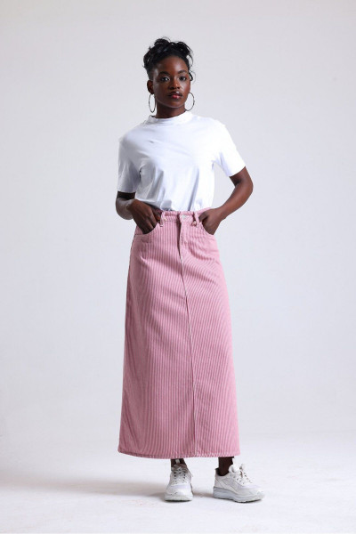 PREMİUM JULİE PEMBE ÇİZGİLİ ETEK