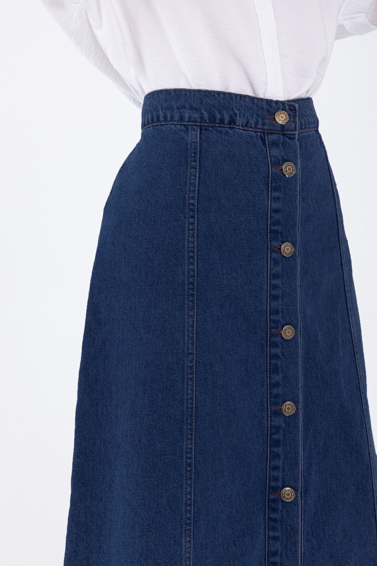 Maxi Indigo Kot Etek Maxi Indigo Kot Etek
