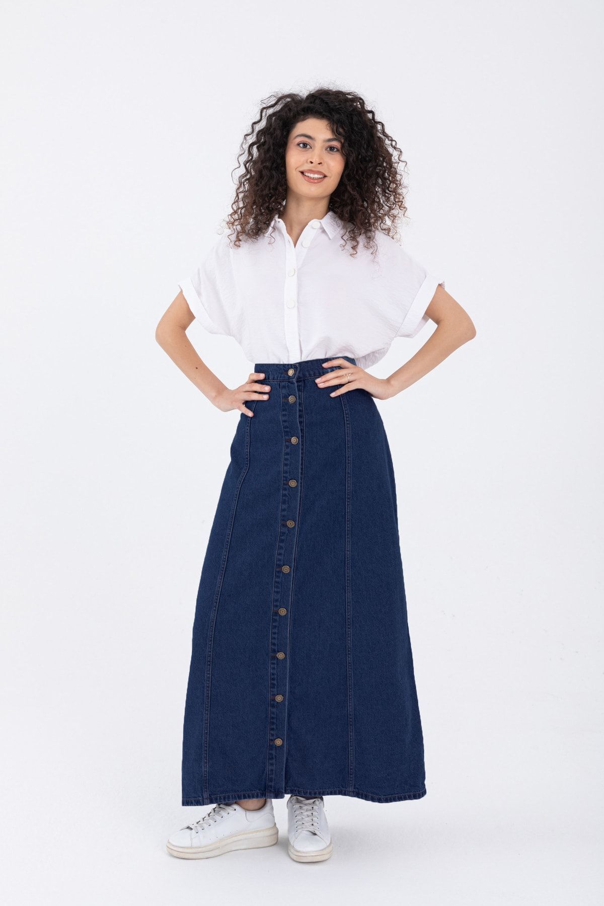 Maxi Indigo Kot Etek Maxi Indigo Kot Etek