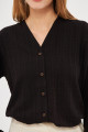 Kadın Siyah Kolu Lastikli Bürümcük Gömlek ARM-24K001002 Kadın Siyah Kolu Lastikli Bürümcük Gömlek ARM-24K001002
