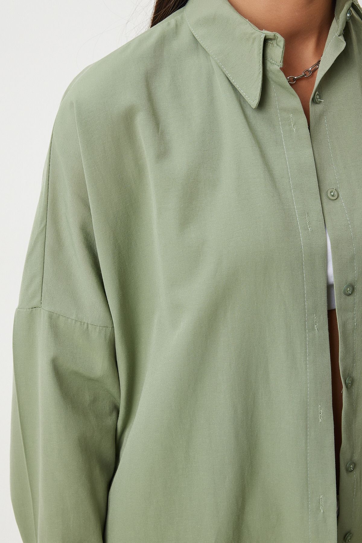 Oversize Basic Gömlek Haki Ldd0003 Oversize Basic Gömlek Haki Ldd0003
