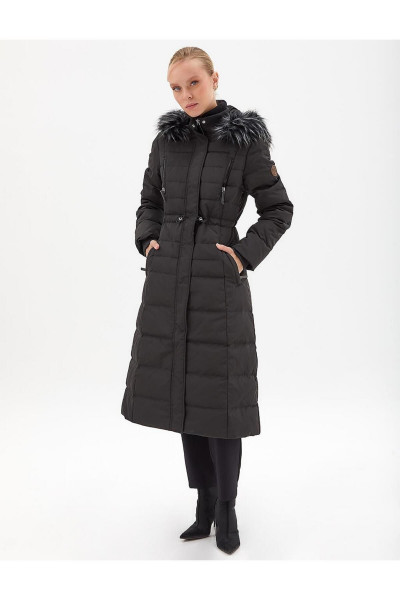 Kaz Tüyü Dolgulu Uzun Mont Siyah Kaz Tüyü Dolgulu Uzun Mont Siyah