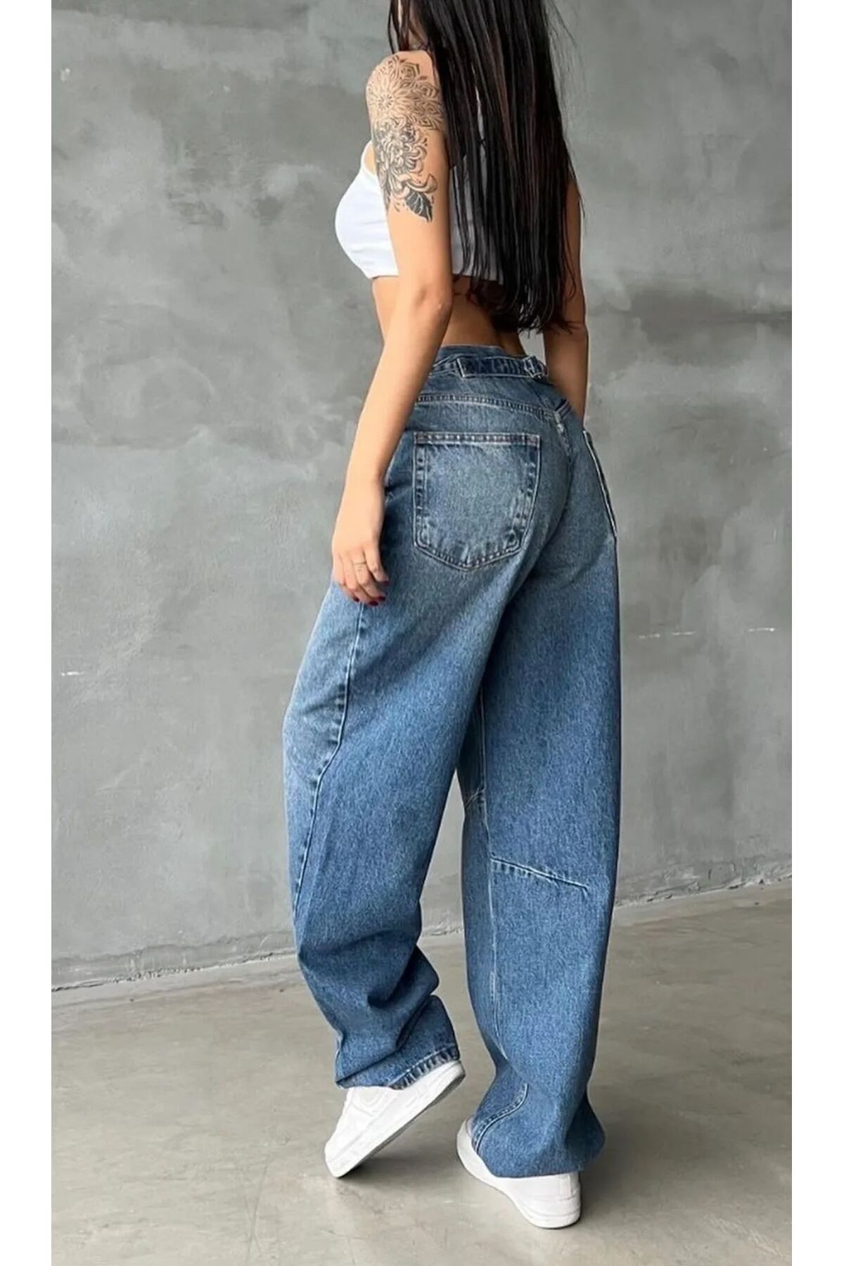 Tibet Spreyli Ayarlanabilir Baggy Jean Beli Tokalı Kadın Pantolon Yüksek Bel 2024 Güncel Model Tibet Spreyli Ayarlanabilir Baggy Jean Beli Tokalı Kadın Pantolon Yüksek Bel 2024 Güncel Model