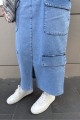 Kargo Cepli Denim Etek - Mavi Kargo Cepli Denim Etek - Mavi