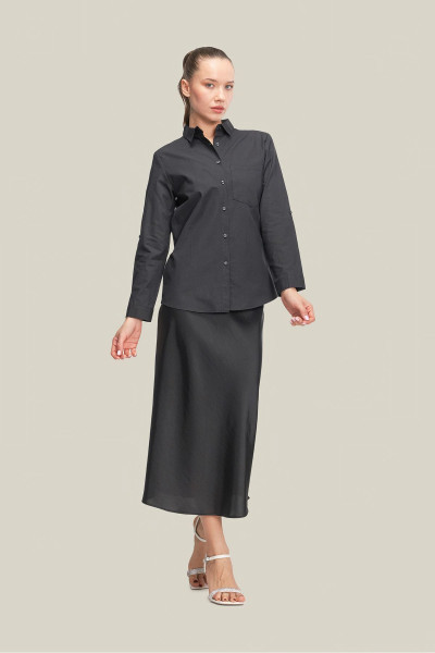 The Pery Siyah Slim Fit Pamuklu Gömlek The Pery Siyah Slim Fit Pamuklu Gömlek