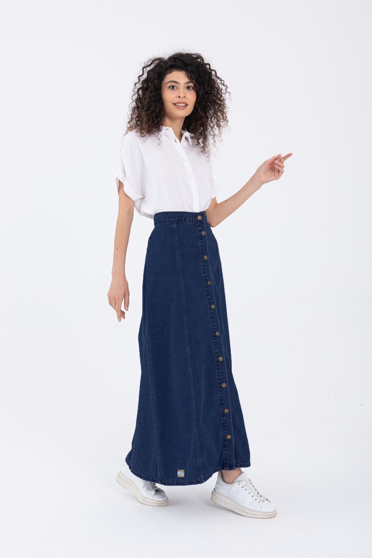 Maxi Indigo Kot Etek Maxi Indigo Kot Etek