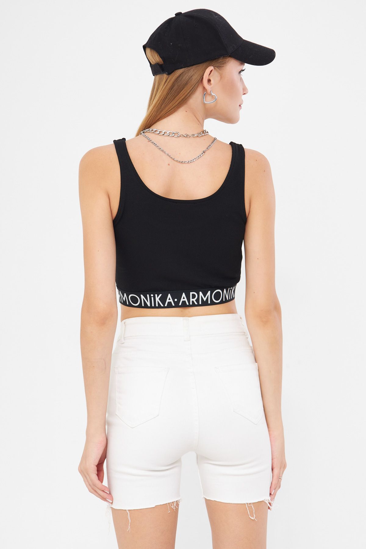 Kadın Siyah Beli Lastik Detaylı Crop Bluz ARM-24Y001104 Kadın Siyah Beli Lastik Detaylı Crop Bluz ARM-24Y001104